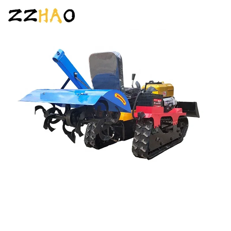 Ride On China Agricultural Machinery Mini Crawler Cultivator Farm Ploughing Machine Rotary Power Tiller