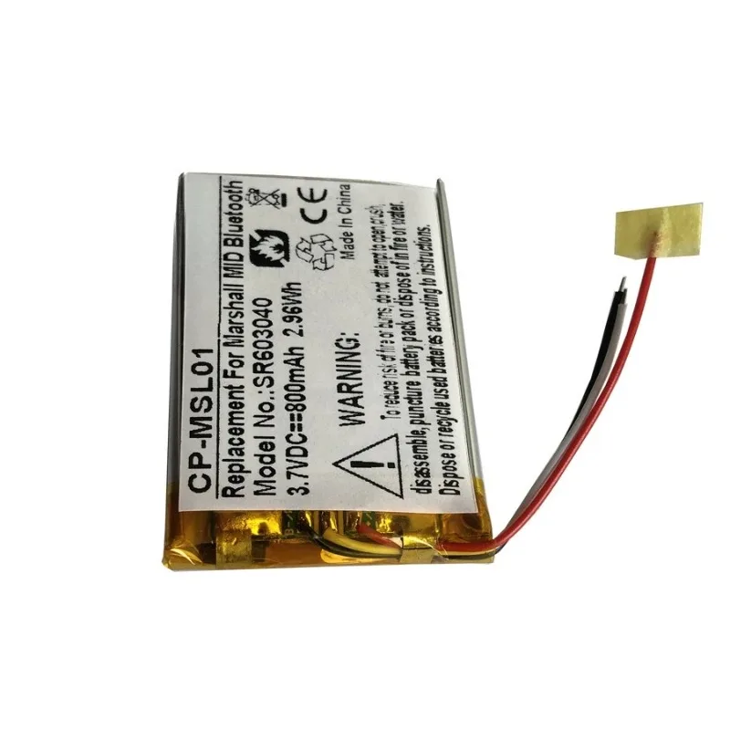 New 3.7V 800mAh CP-MSL06 CP-MSL01 Battery for Marshall Major IV Bluetooth Headset Compatible VDL603040 Rechargeable Batteries
