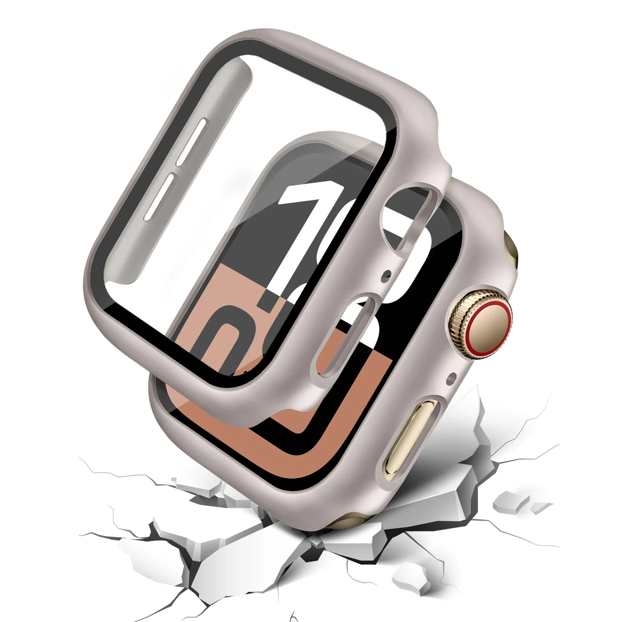 Vidro + capa para apple watch case 46mm 44mm 40mm 45mm 41mm 42mm 38mm protetor de tela iwatch série 10 9 8 7 6 5 3 se acessórios