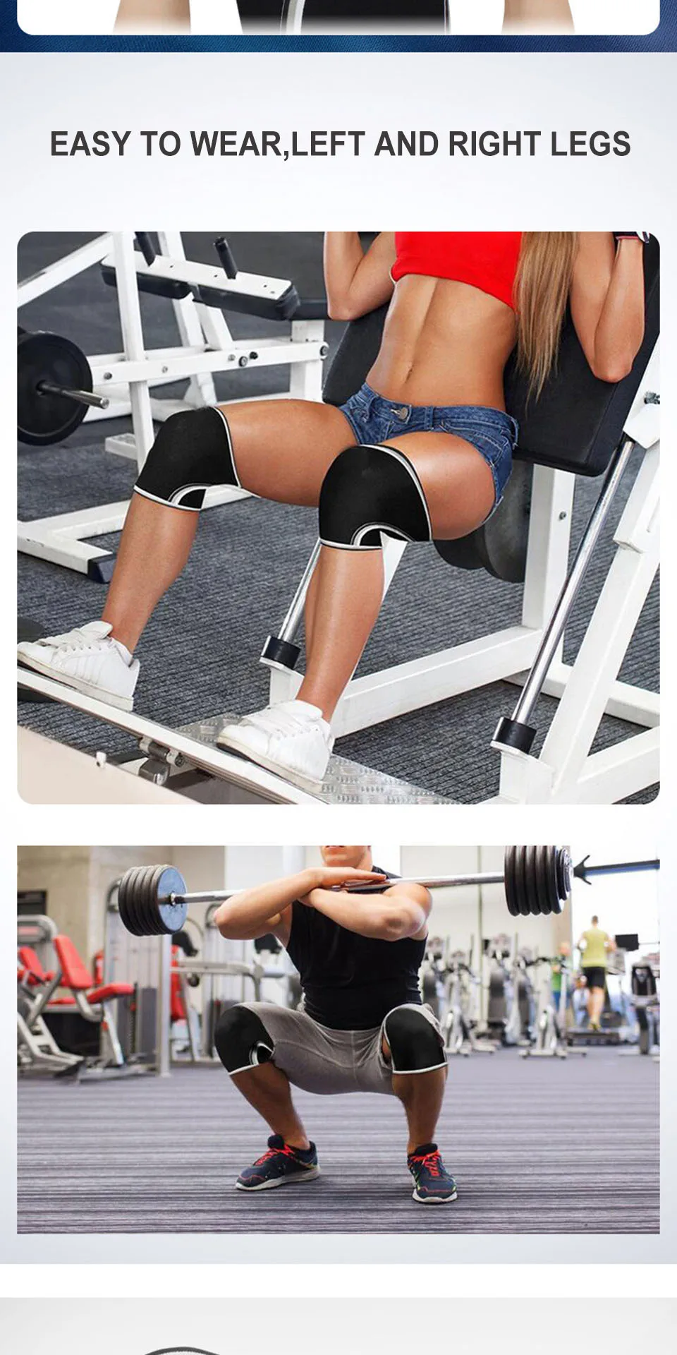 AOLIKES Gym Kniestrümpfe für Männer und Frauen (Paar) | 7 mm dicke Neopren-Kompressions-Kniebandagen | Für Kniebeugen, Gewichtheben – Detail 10