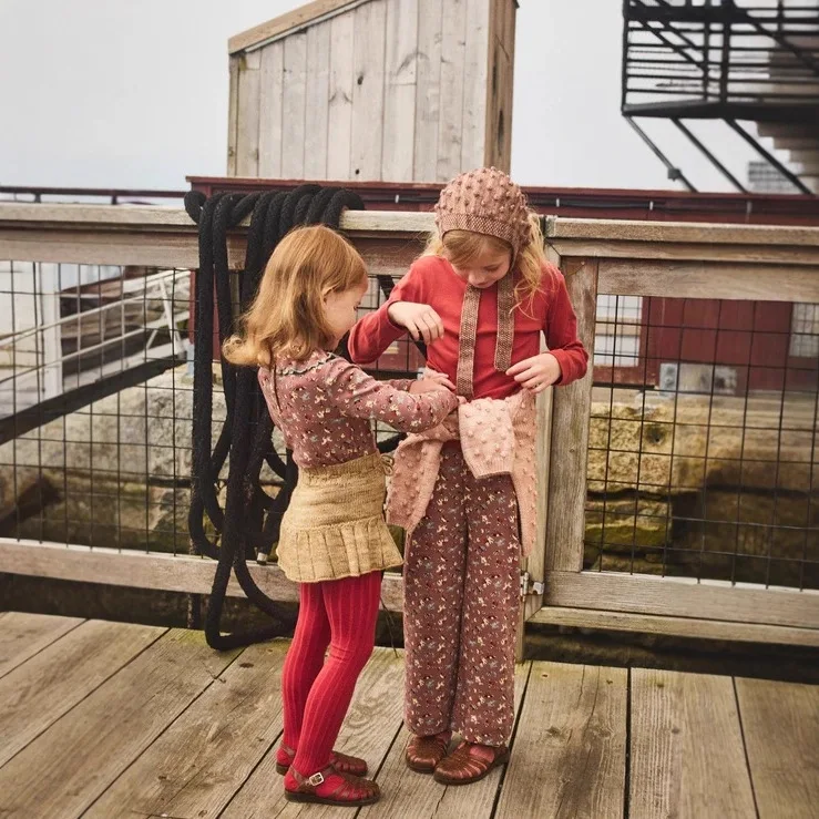 Kinder T-Shirt Herbst MP Mädchen süße gebundene langärmelige Basisschicht Home Wear und lange Hosen Set Mädchenkleidung