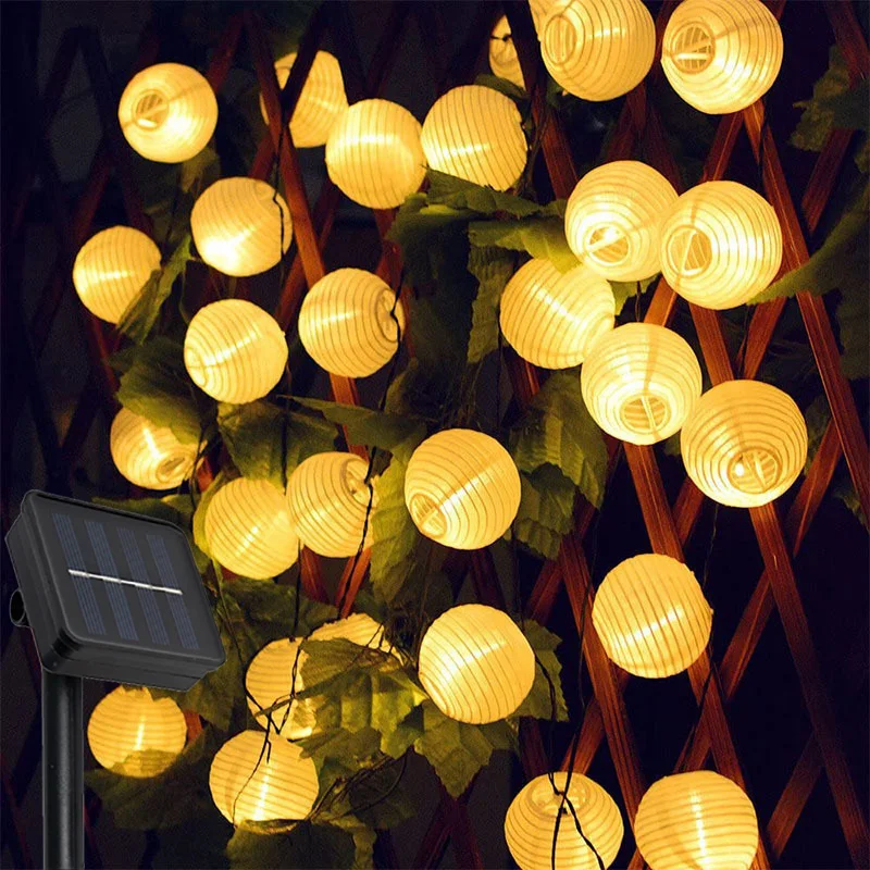 Solar LED String Lights Outdoor Lantern Fairy String Lights 8 Mode Lighting Camping Lamp for Patio Wedding Party Christmas Decor