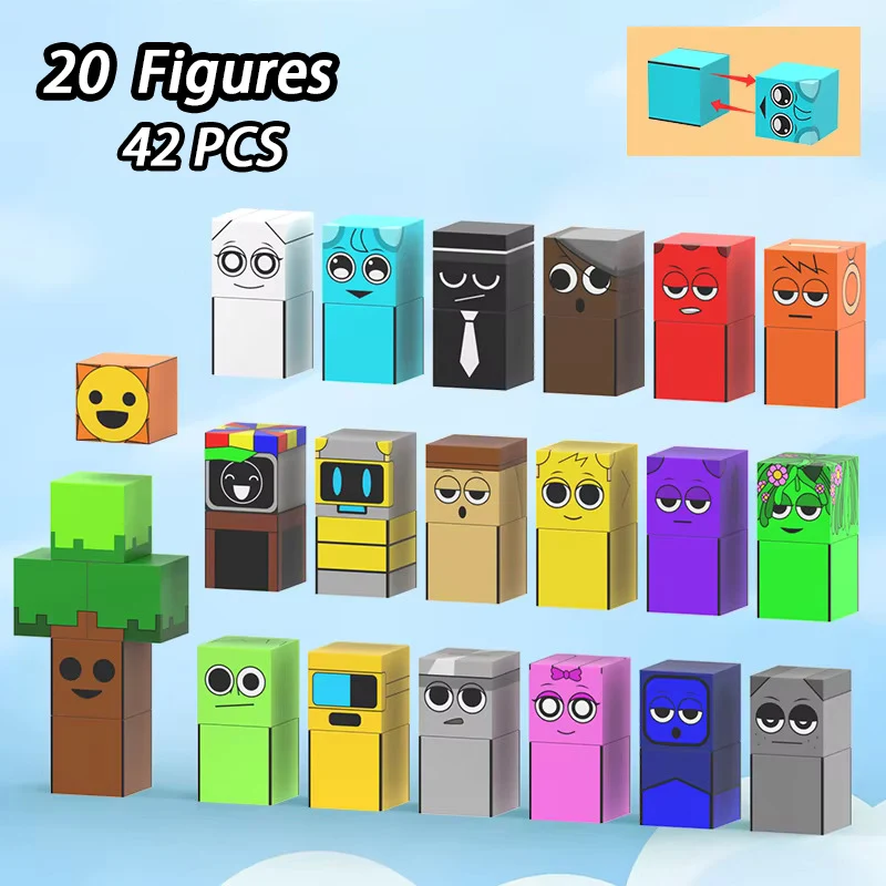 Bloco de construção magnético sprunki cubo magnético mina mundo conjunto presente do miúdo para menino menina crianças idade 3 + diy modelo stem sensorial musictoy