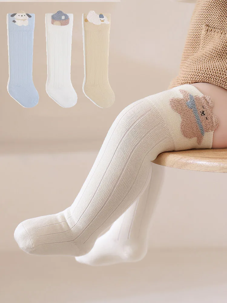 

3Pairs Over Knee Baby Socks Newborn Cotton Stockings Spring Autumn Cute Cartoon Kids Long Socks For Boys Girls Socks