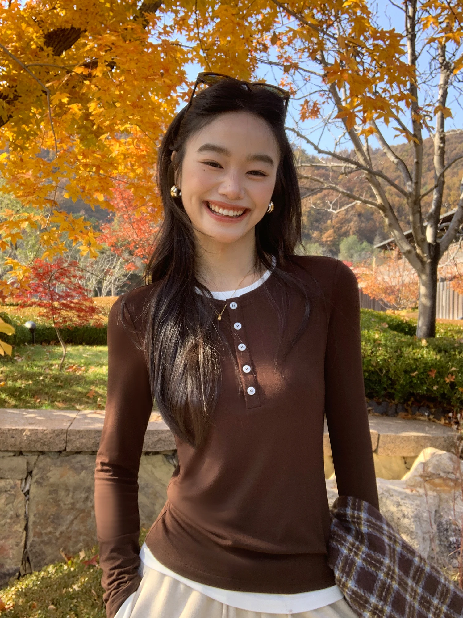 

Pusumede Henry Collar Knitted Sweater Women's Slim Fit Inner irt Color Blo Casual Sle Long Sve round Ne Top