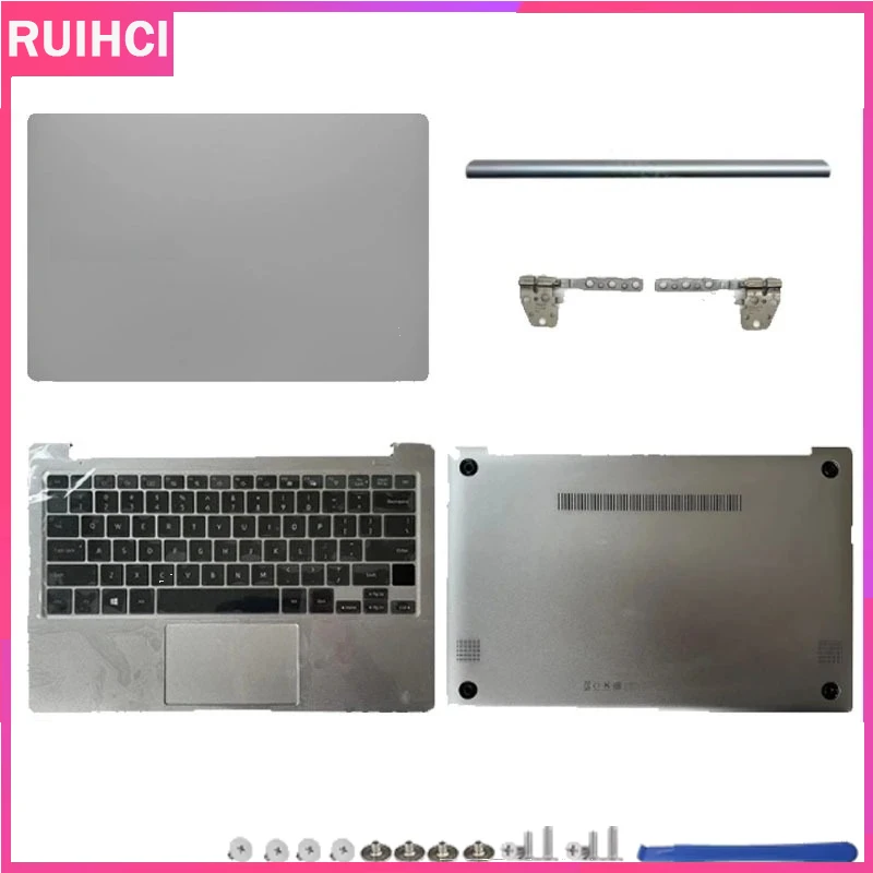 

Для NT730XBE NP730XBE новый ноутбук ЖК-задняя крышка/подставка для рук/нижний корпус/петли верхняя крышка экрана ноутбука серебристый