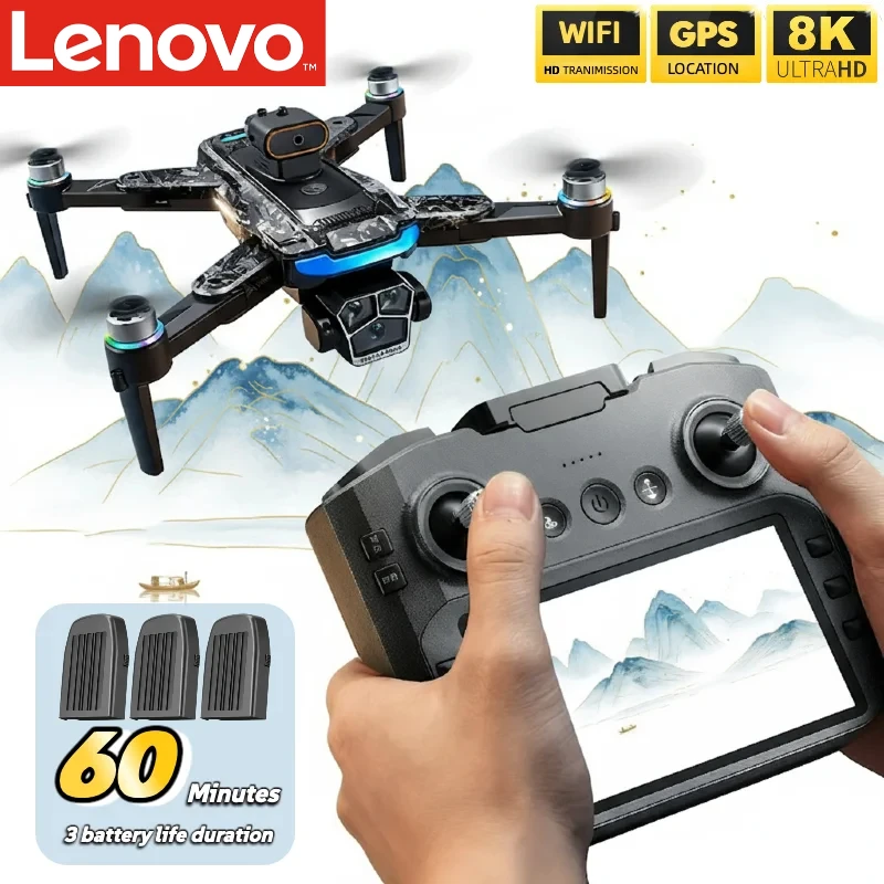 Lenovo A14 Pro Max GPS Brushless 8K Three Camera Optical Flow Obstacle Avoidance Foldable Quadcopter RC Distance Drone Toys