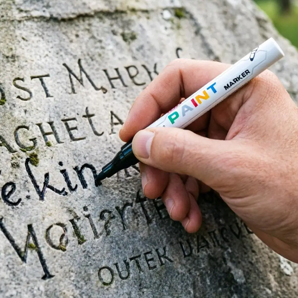 Inscription Paint Pen Touch Up Paint Pen for Tombstones Waterproof Gravestone Marker with Precision Tip Fast for Inscriptions