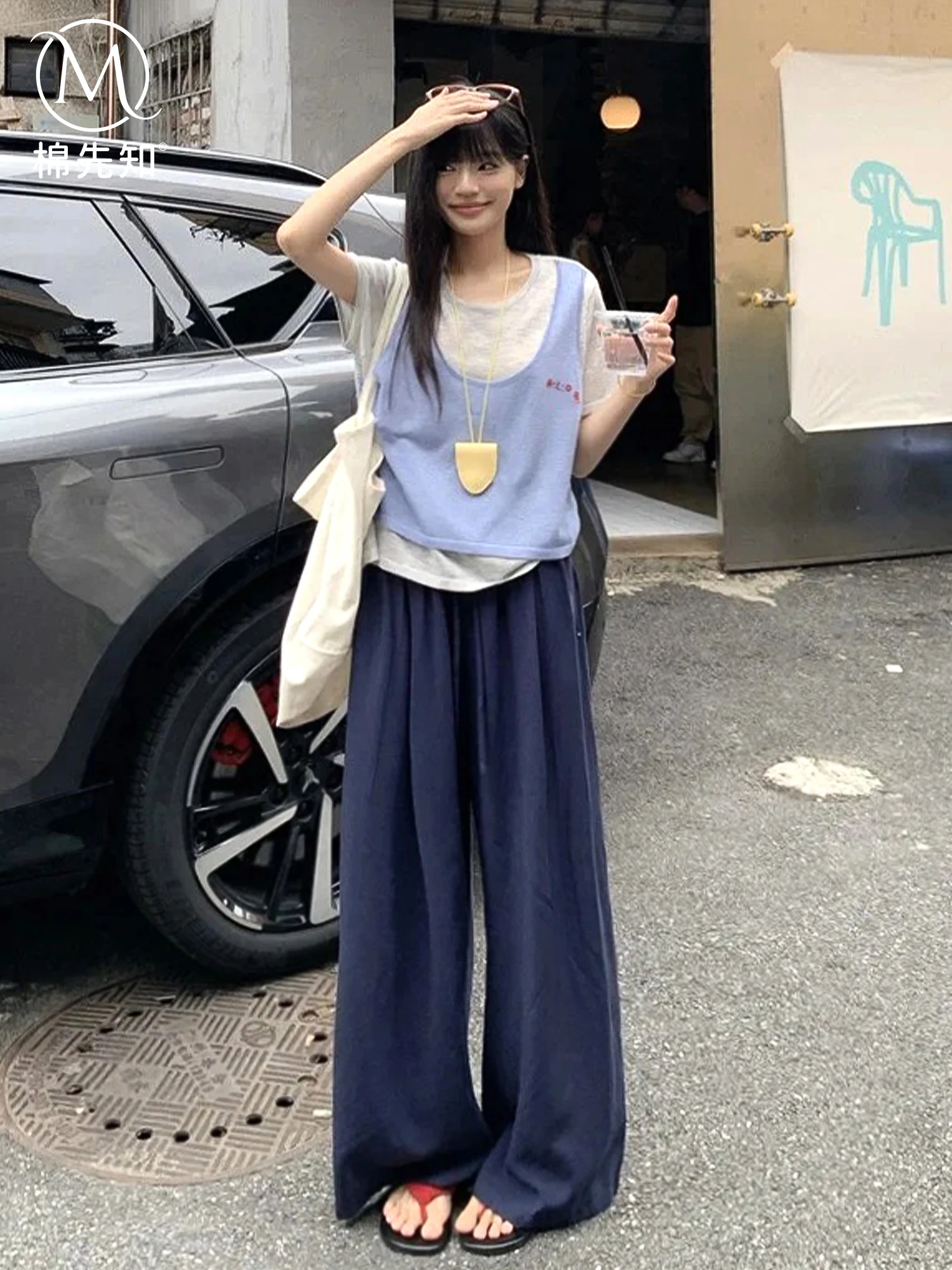 Lightweight Draped Cotton Linen Wide Leg Pants Women Summer Straight Cut Loose Fit Trousers Comfortable Casual Trousers