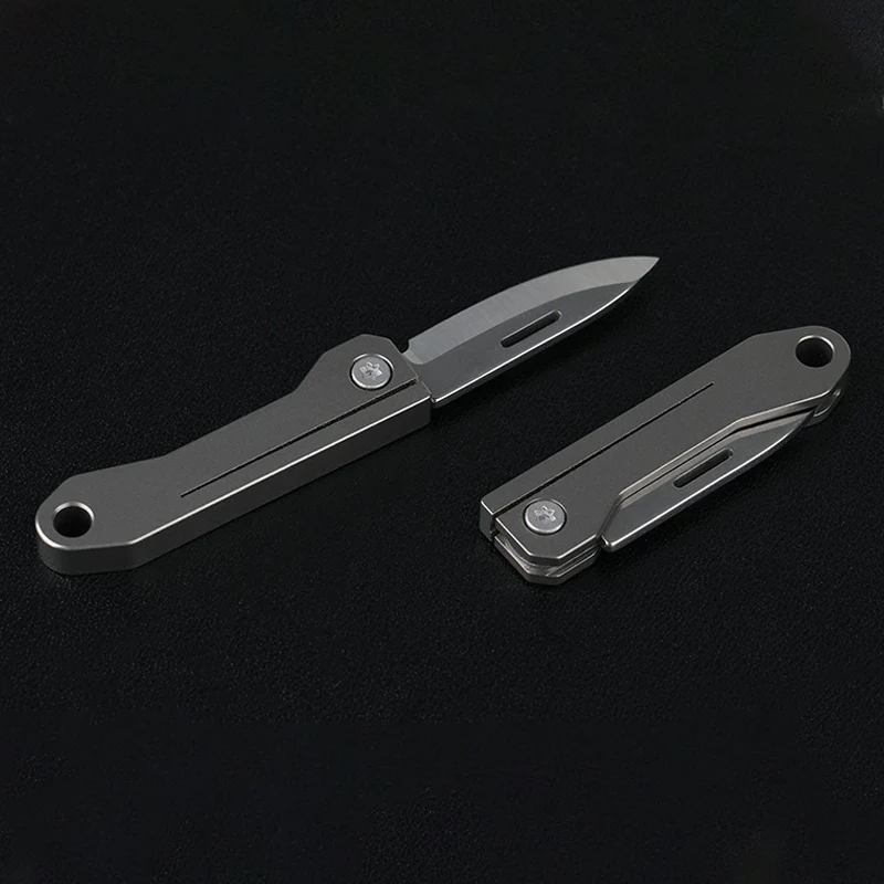 Titanium Alloy Mini Folding Knife Demolition Courier Knife Portable EDC Keychain Self-defense Pocket Knife