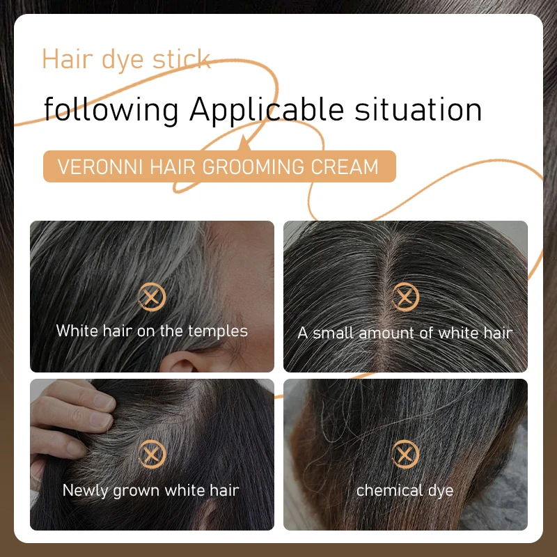 Gray Hair Touch Up Stick Instant Root Concealer Hair Color Stick 4 Natural Shades Waterproof Long Lasting Portable Cover White