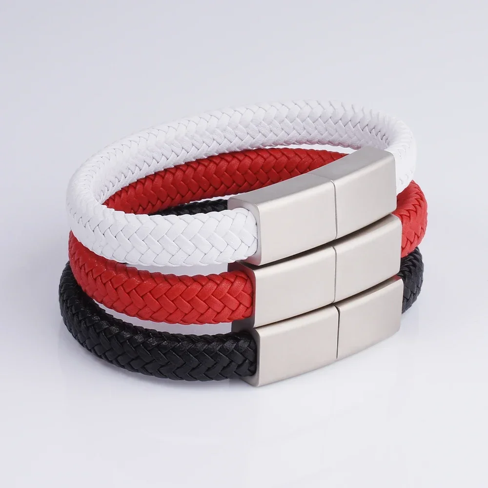 Bracelet en métal rouge avec clé USB, clé USB, disque U, cadeaux créatifs, noir et blanc, 4 Go, 8 Go, 16 Go, 32 Go, 64 Go, 128 Go