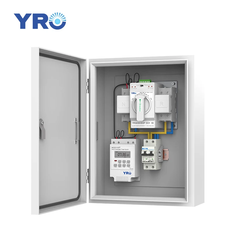 YRO PV Solar Combiner Box YRQ2CB-634PTC Dual Power Transfer Switch MCB Leistungsschalter Verdickte Shellcold Rolled Steel Panel