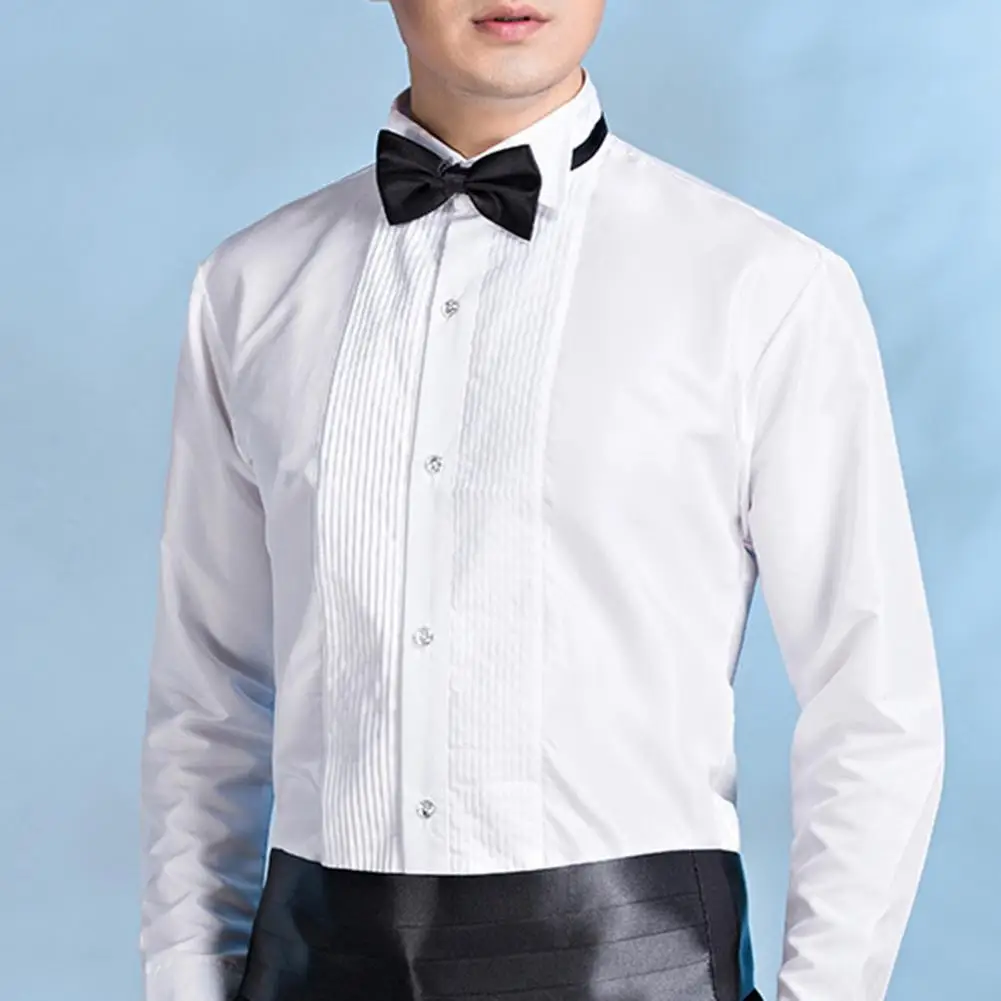 Camisa de manga larga para hombre, camisa ligera para hombre, camisa elegante con cuello alado para oficina Formal, fiesta de boda, eventos largos