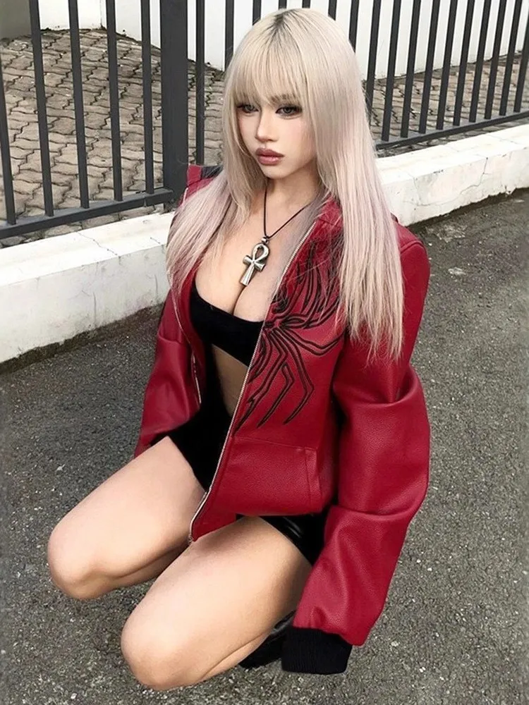 Leather Cardigan Long Sve Zipper Jaet Women's Loose Fit Warm Thiened PU Leather Coat with Hat for Middle-Aged Women