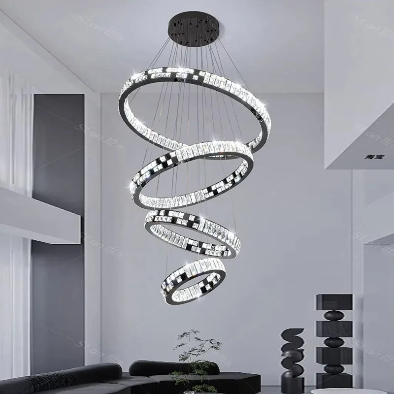 Modern Home Decoration Crystal Chandelier Stair Pendant Lamp Living Room Pendant Lights Interior Lighting