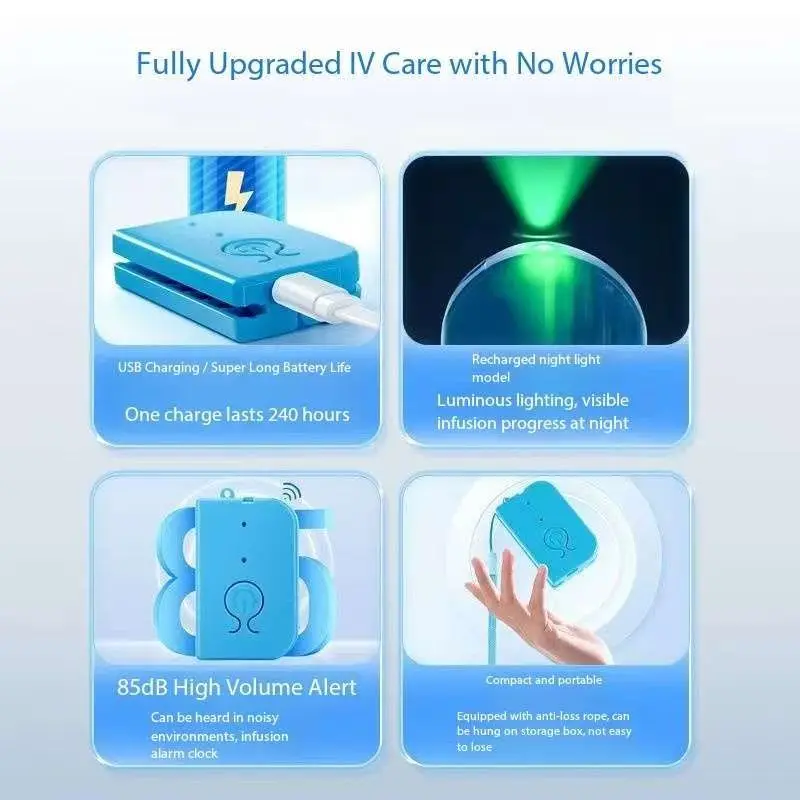 

5 шт. перезаряжаемых портативных сигнализаторов для инфузионных систем (напоминание о капельном введении жидкости) для домашнего использования