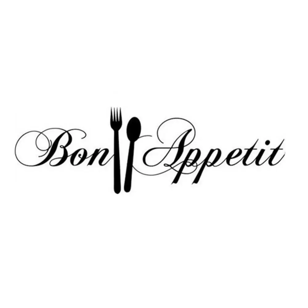 HOT SALES！！！New Arrival Bon Appetit Letters Spoon Fork Removable Wall Sticker Home Kitchen Decoration