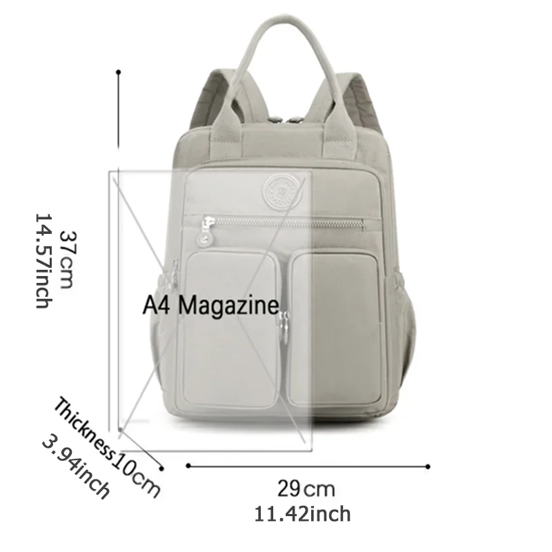 Large Capacity Backpack Women Waterproof Nylon Soft Handle Solid Multi-pocket Travel Zipper Feminina School Bags Laptop Backpack