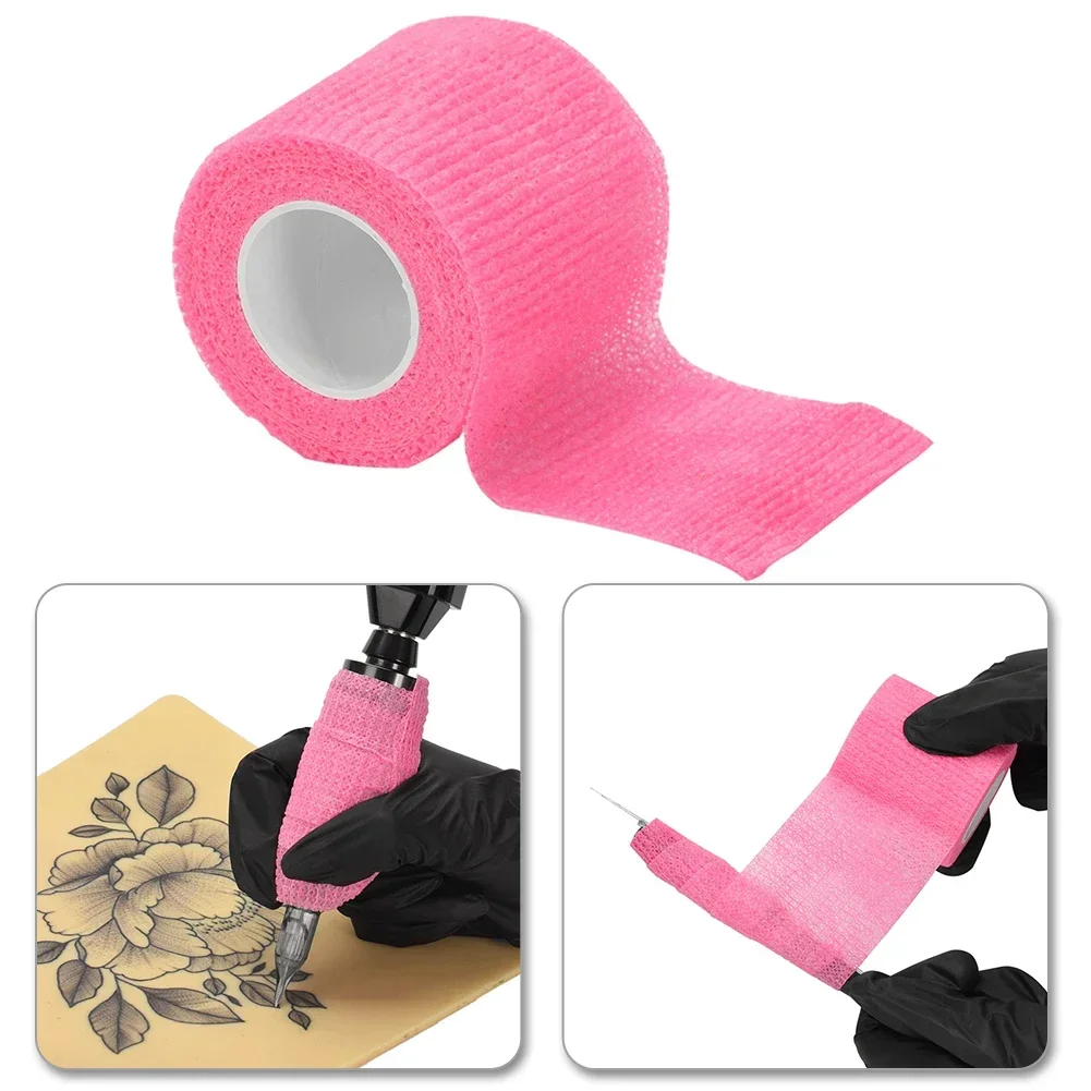 Tattoo Bandage Tape Self-Adhesive Tattoo Grip Wraps Elastic Finger Wrist Protection Sweat Absorbing  Tattoo Machine 5cmx1.8m