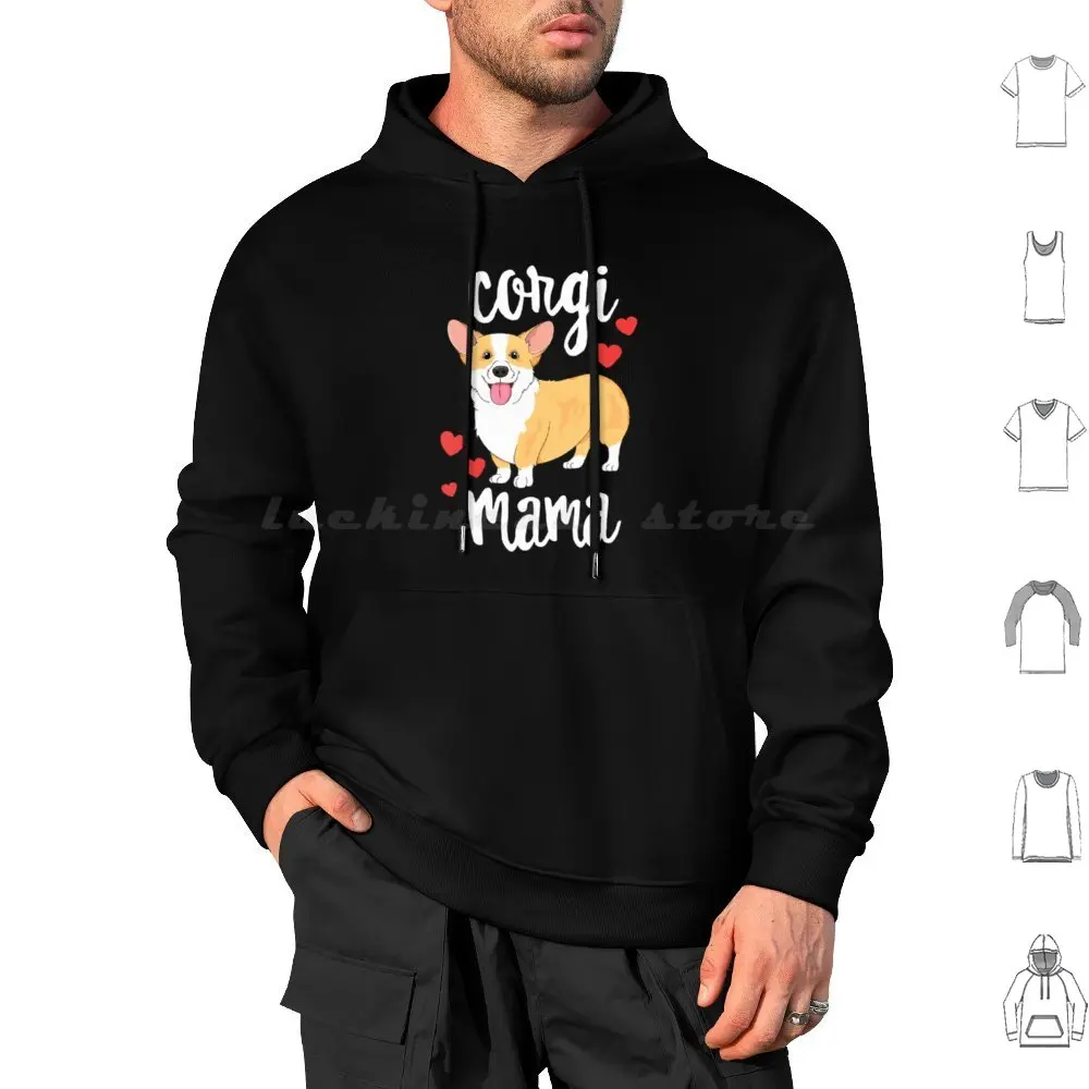 Corgi Mama-Puppy Corgi Hoodie cotton Long Sleeve Fart Dog Puppy Cute Lovely Dog Lovers Happiness National Dog Day