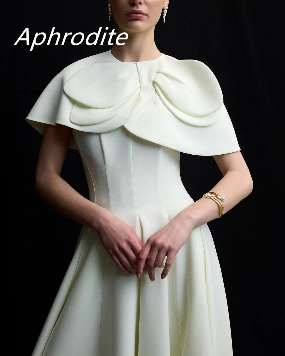 Abito da sera in jersey bianco con temperamento personalizzato Squisito girocollo con scialle senza maniche Cerniera sul retro Occasione su misura G