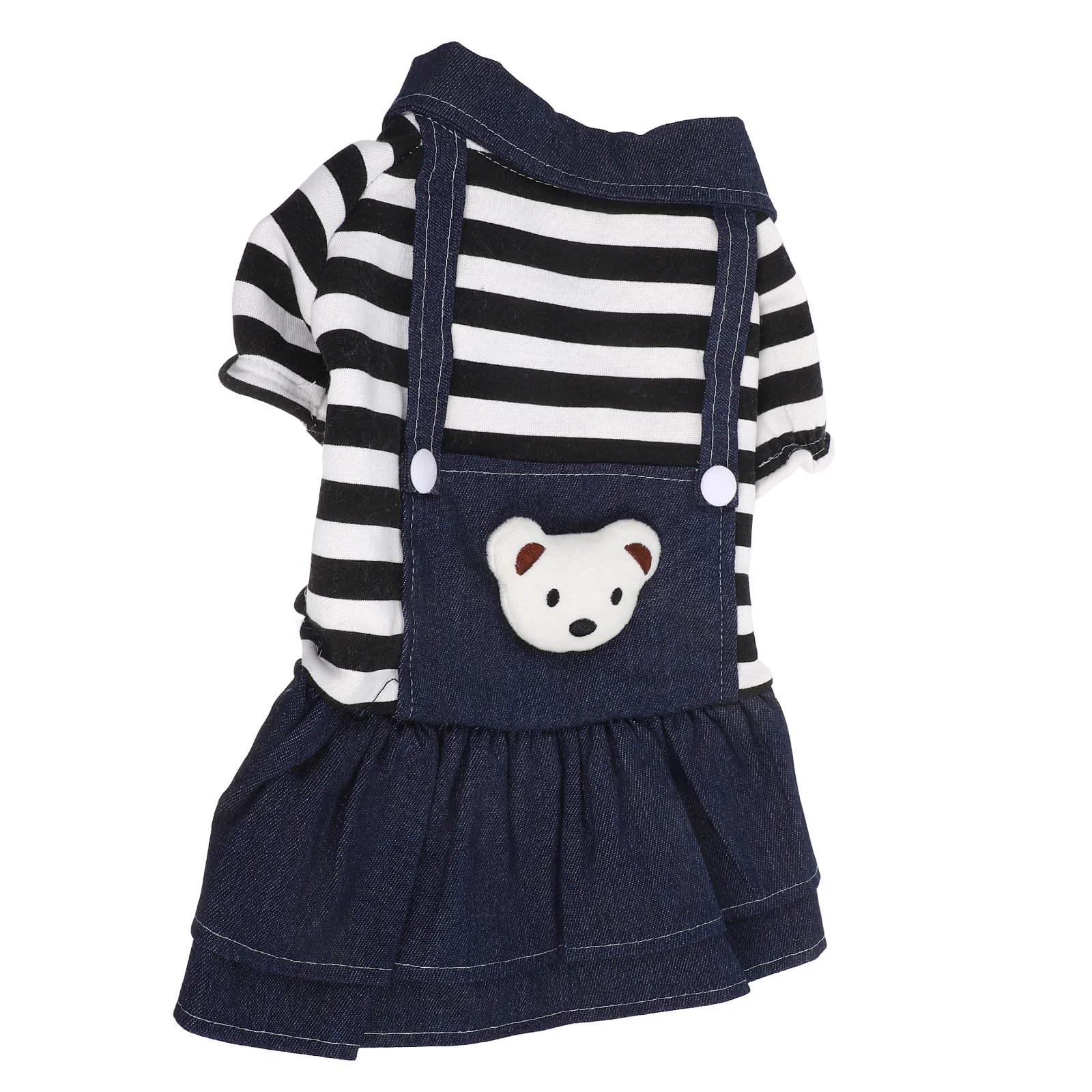 

Adorable Bear Strap Small Dog Apparel Denim Dress Pet Clothes For Daily Outdoor Walking Travel Winter Summer Xmas Festival Dog
