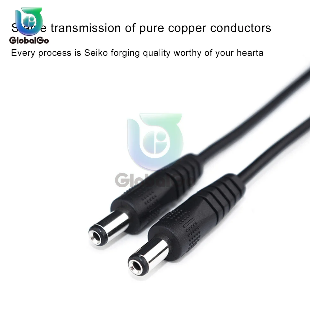 22 AWG Male To Male Power DC5.5*2.1 Cord Cable 2464 Double Male Power Cord PVC Wire Black 0.25m 0.5m 1m 2m