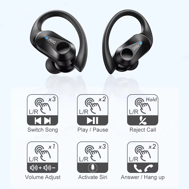 Choice AOC Sports Headset Wireless Bluetooth 6.0 Earphones Waterproof LED Battery Display Gaming Low Latency Headphones LP75