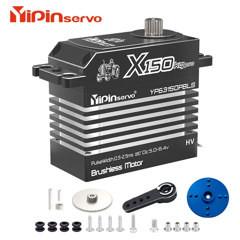 

YIPINservo 150KG Servos Brushless Motor Large Torque High Voltage Servo CNC Aluminium Shell Metal Gear 1/6 Car for Large Models