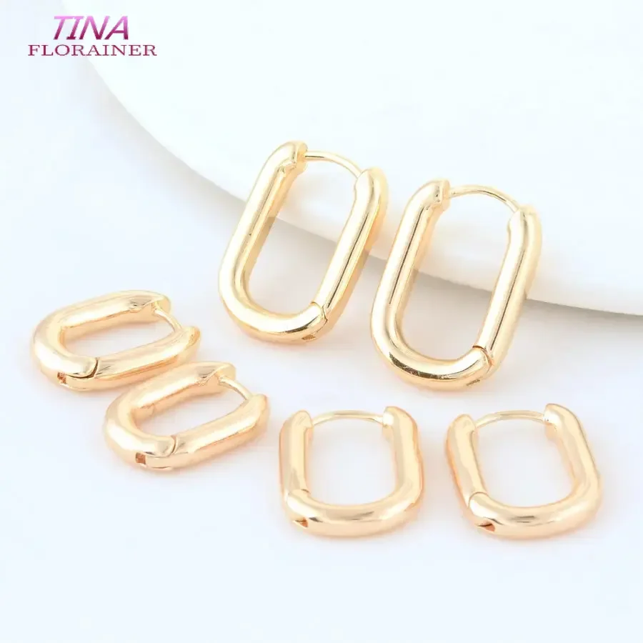 4PCS 16MM 18MM 20MM 14K Gold Color Brass Oval Earrings Hoops High Quality Jewelry Making Supplies Diy Findings Accessories