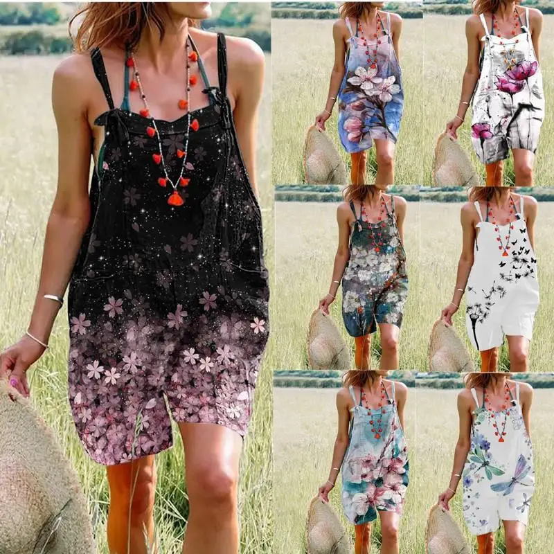 

Женские хлопковые льняные брюки с принтом, широкие штанины, на бретелях, с низкой талией, длинные, удобные, дышащие, осенняя мода