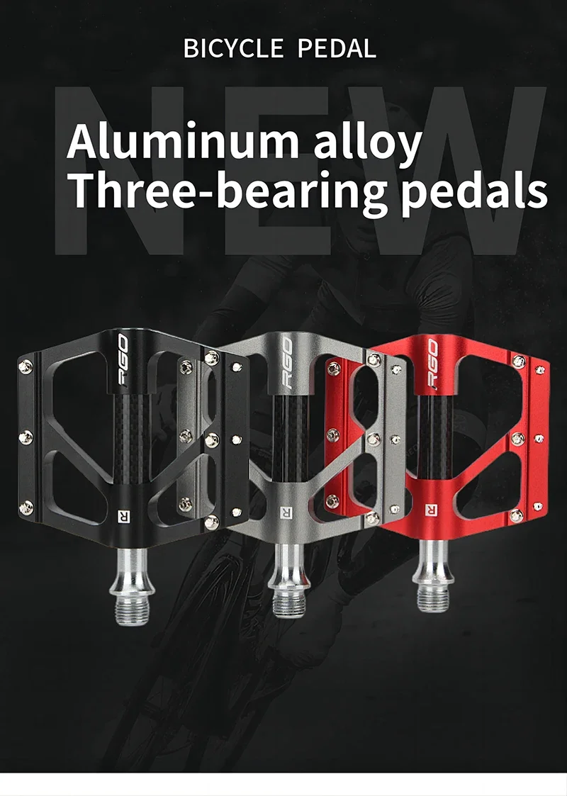 RGO Carbon Faser Pedal Rennrad Pedal 3-Lager Aluminium Legierung Anti-skid Mountainbike Pedal Fahrrad Zubehör – Detail 1