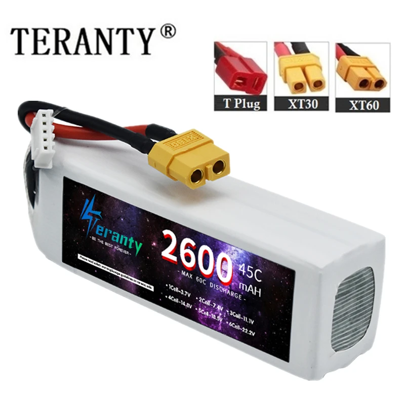 1/3PCS RC Battery 4S 45C 2600MAh 14.8V Lipo Battery With XT30/XT60/Deans T Plug For FPV Helicopter Drone Aircraft Racing