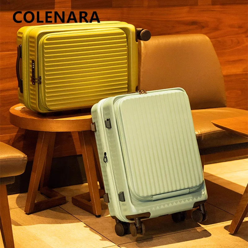 

COLENARA Laptop Suitcase Travel Bag 20"24"26 Inch ABS+PC Boarding Case Front Opening Trolley Case with Wheels Rolling Luggage