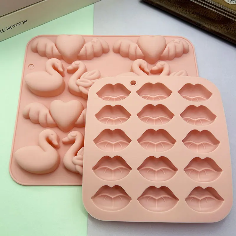 Lips Swan Heart Silicone Molds Romantic Shape DIY Baking Mould for Chocolate Candy Cake Soap Jelly Kitchen Baking Accessories
