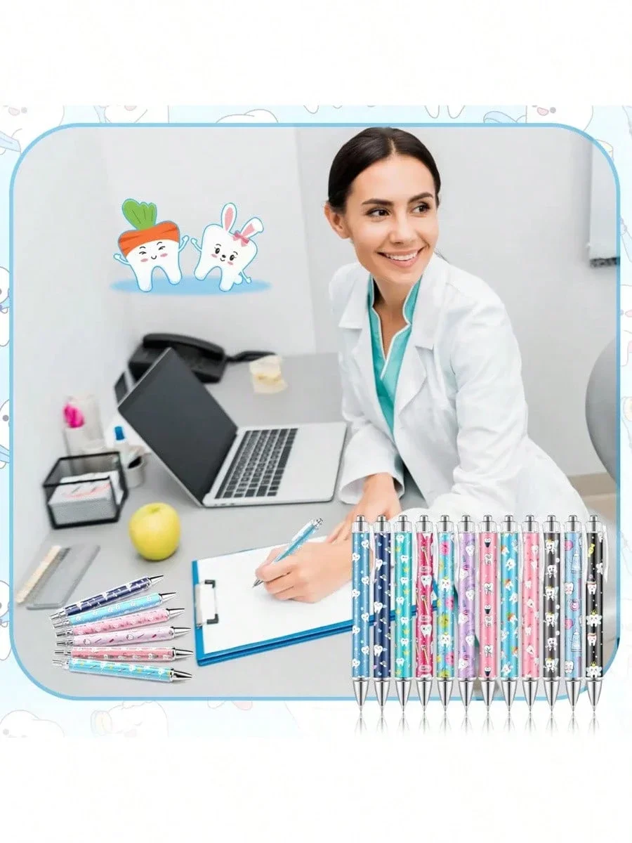 6/12/18 Stück zahnförmige einziehbare Kugelschreiber, lustige Dentalgeschenke für Zahnärzte/Zahnmedizinische Assistenten/Krankenschwestern, Geschenk für Halloween und Weihnachten – Detail 5