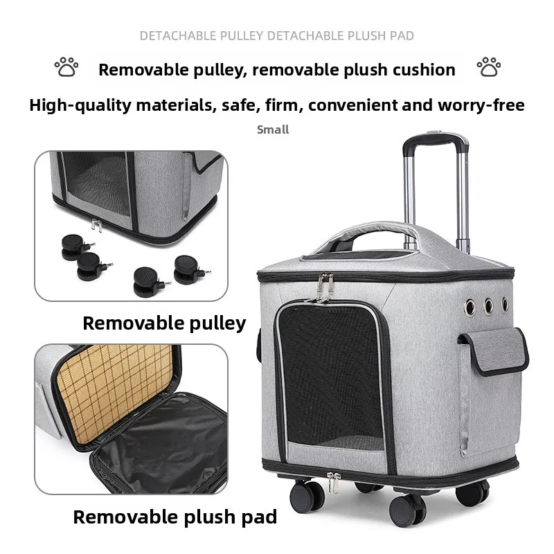 حقيبة دوارة للحيوانات الأليفة قابلة للطي، حقيبة الحيوانات الأليفة المحمولة للتهوية والتهوية والتهوية في الهواء الطلق، أمتعة الحيوانات الأليفة ذات سعة كبيرة