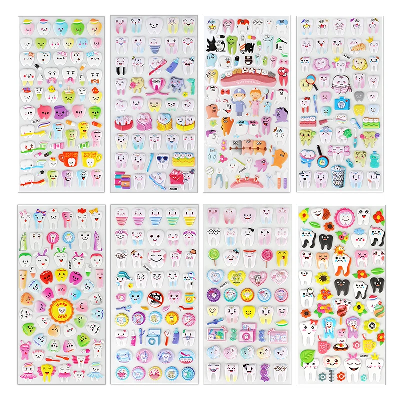 Cute Cartoon Dental Tooth Shape Stickers Fashion Molar Shaped Teeth Dentist Clinic Kid Children Gift Dentistry Decoration