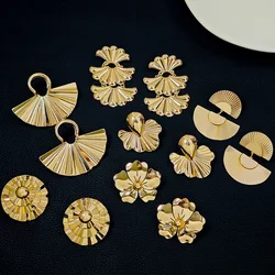 Gold Color Exaggerated Vintage Style Earrings Made of Metal Delicate Textured Leaf Geometric Irregular Earring Women Y2k Jewelry
