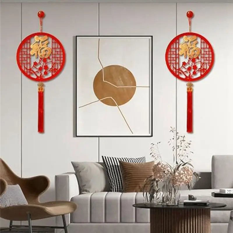B84B 2 Pcs Chinese New Year Hanging Decorations, 2024 Year of Dragon Spring Festival Pendant, Home Office Car Tree Ornament,