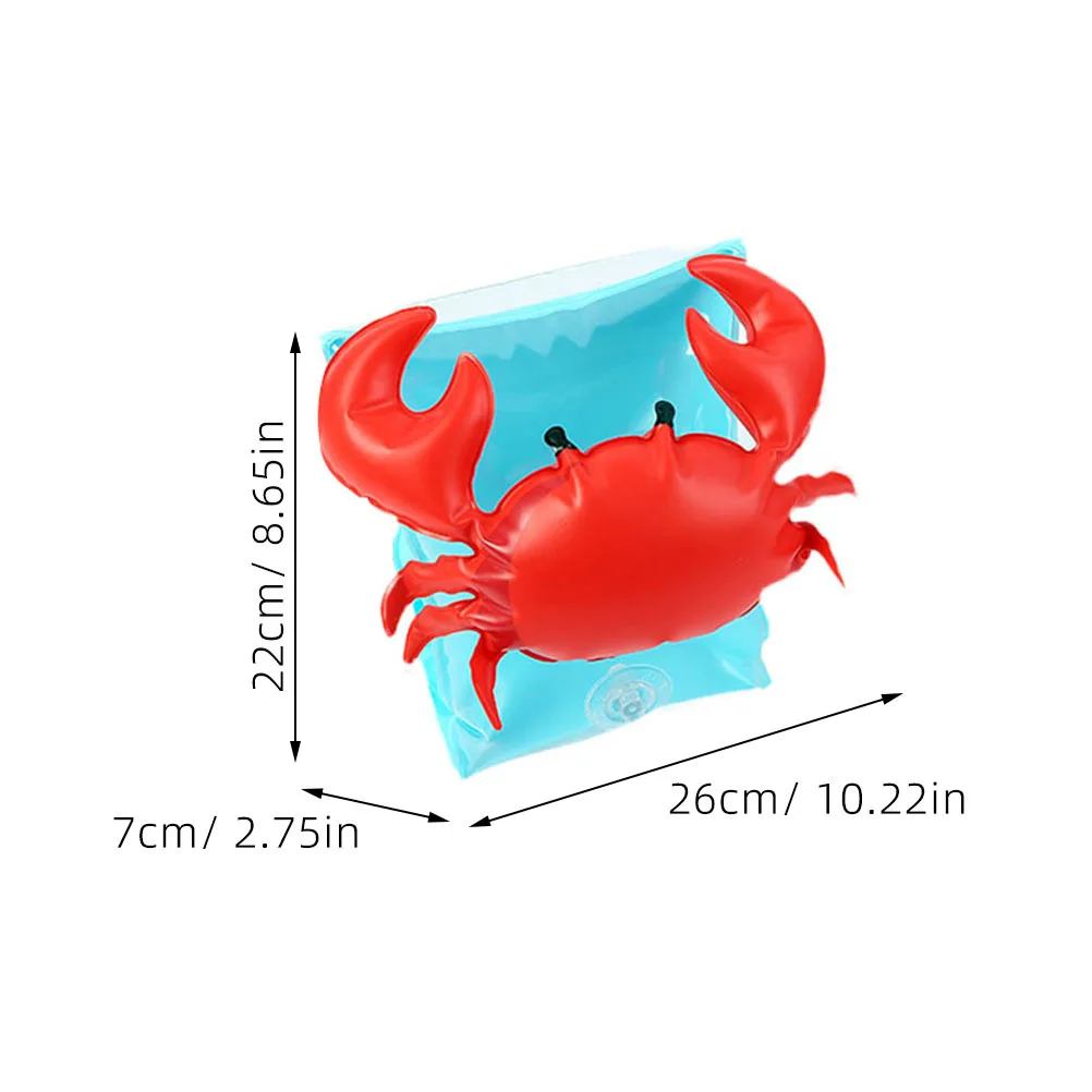 ベビー水泳用アームリング カニ型 インフレータブル ダブルエアバッグ 子供用フロートリング アームバンド 水泳安全 学習用フロート 子供用浮き輪