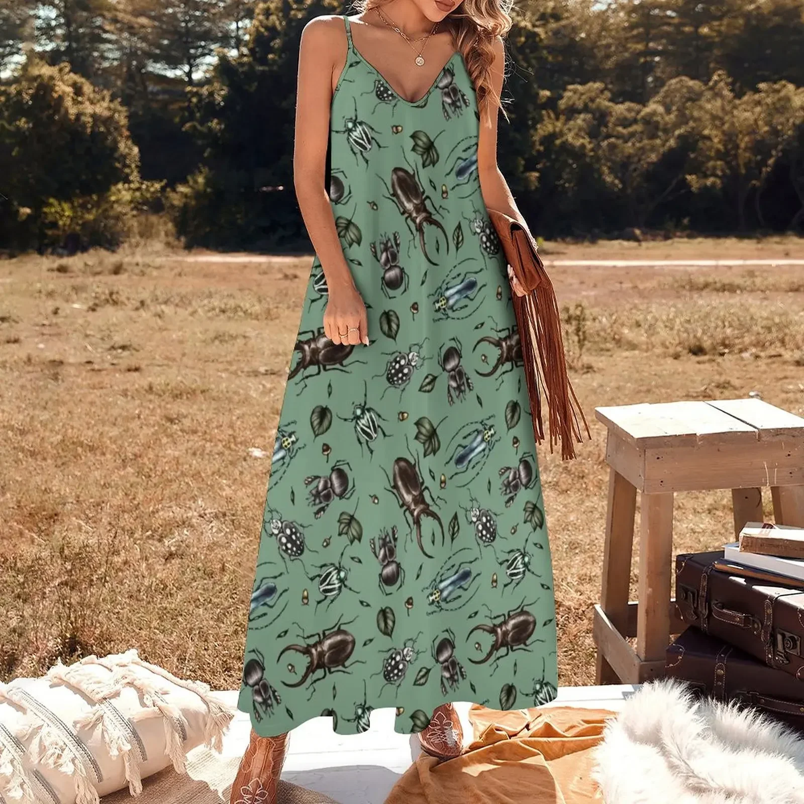 Colored beetle pattern - Insect collection Sleeveless Dress summer dress woman 2024 dresses ladies 2024 summer Dress