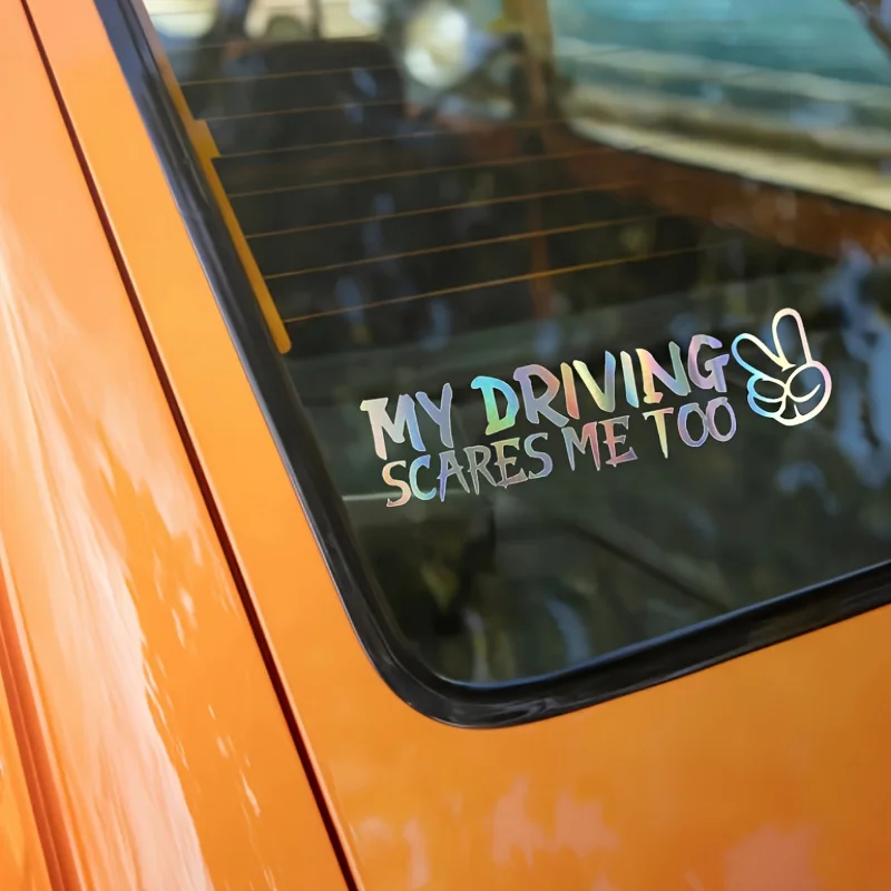 My Driving Scares Me Too Funny Sticker 2PCS Hand Gesture Vinyl Decal Waterproof UV Resistant For Car Motorcycle Helmet Laptop