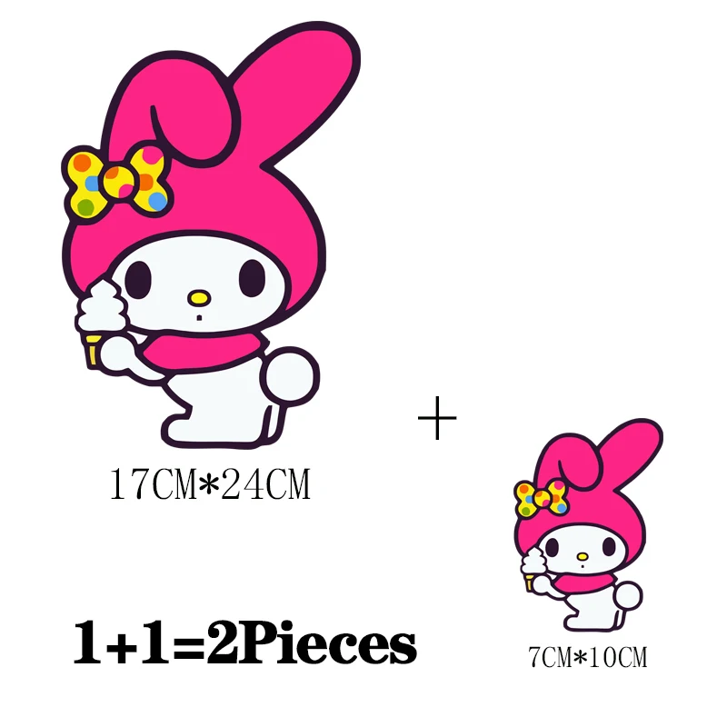 2Pcs/Lot My Melody Cute Ironing Applications For Clothing Kids Iron On Adhesive Thermo Patches Heat Thermal Transfer Stickers