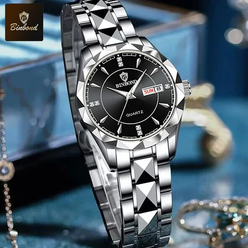 BINBONG женские часы, роскошные модные женские кварцевые часы, водонепроницаемые светящиеся наручные часы из нержавеющей стали с датой, подарок для любителей подруги