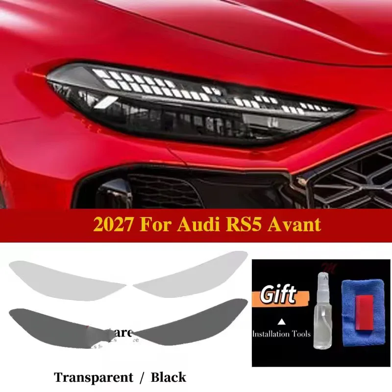 2027 For Audi RS5 Avant Car Headlight Protective Car Film Front Headlamp Transparent Black TPU Exterior Sticker Car Accessories
