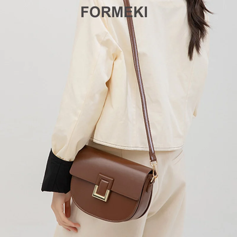 

Formeki Women'S Bag Half -Circular Saddle Bag Trendy Retro Shoulder Messenger Bag Casual Crossbody Bag