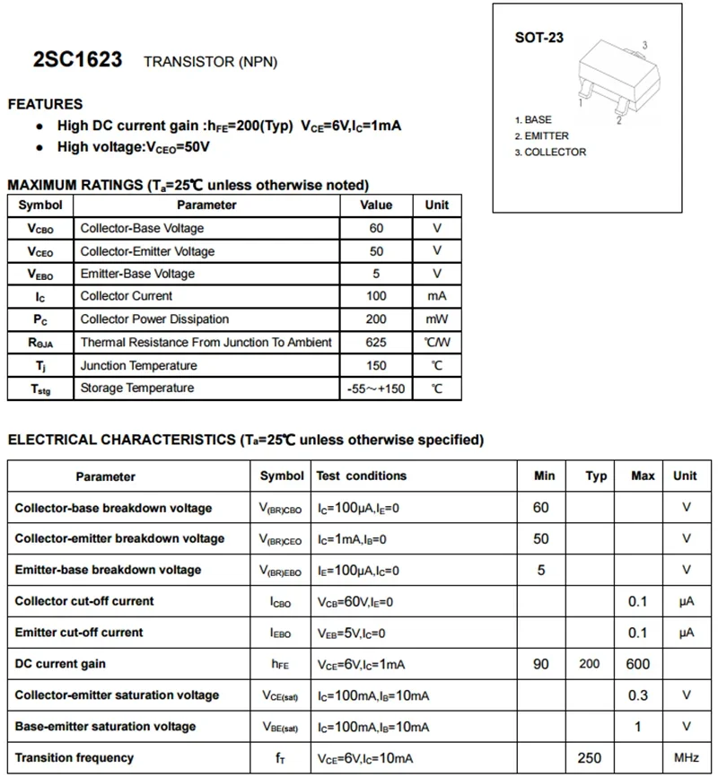 2SC1623 L6 NPN SMD الترانزستور SOT-23 0.1A/50V C1623 SOT23 جديد الأصلي