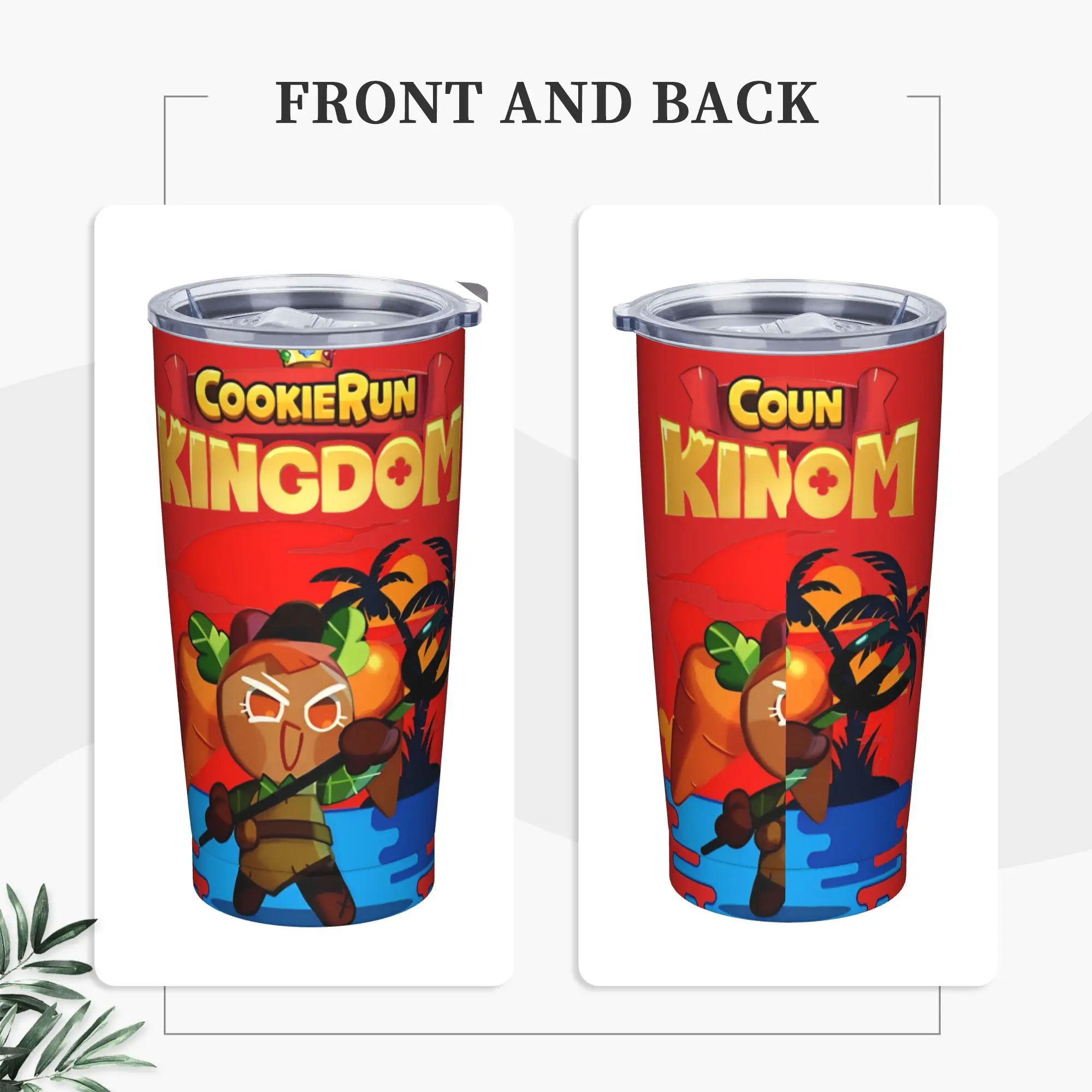 Summer Cookie Carrot cookie Tumbler Vacuum Insulated Cookie Run Kingdom Coffee Cups Stainless Steel Travel Mug Spill Proof, 20oz